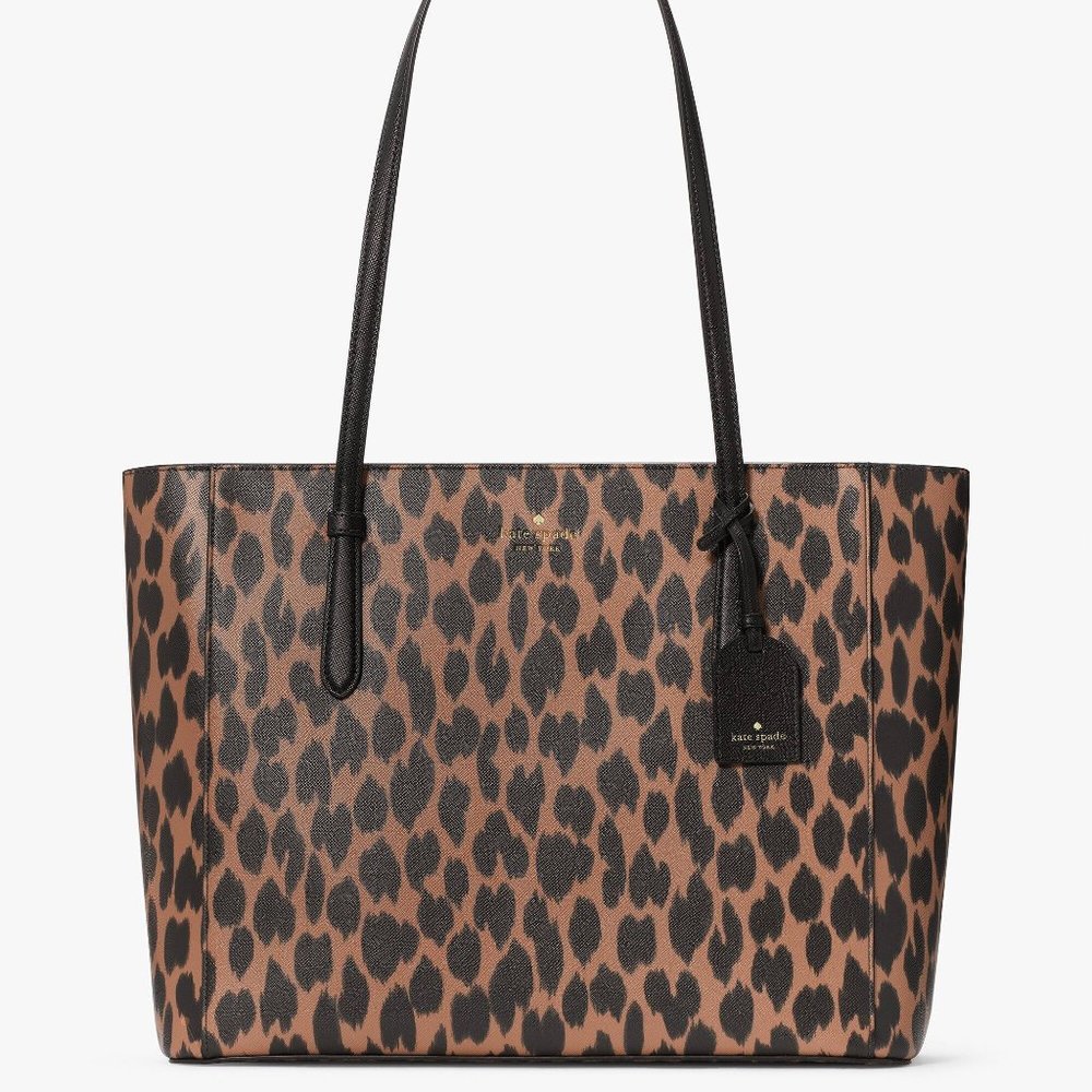 New Kate Spade Schuyler Medium Tote Saffiano Spotted Animal print